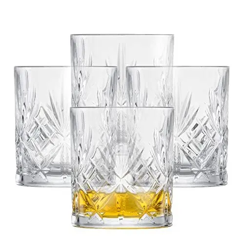 Produktbild: SCHOTT ZWIESEL Whiskyglas Show (4er-Set), anmutige Tumbler für Whisky mit Relieff, spülmaschinenfeste Kristallgläser (Art.-Nr. 121877), Kristall