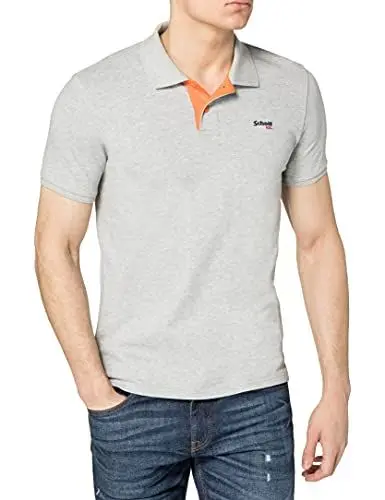 Produktbild: Schott NYC Herren Courtes Polo Hemd, Grey/Orange, L