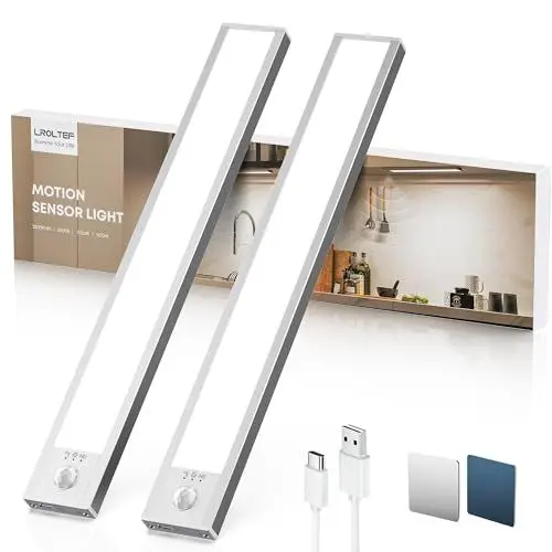 Produktbild: Schrankbeleuchtung Led Lampe mit Bewegungsmelder - 30cm 2200mAh Unterbauleuchte Küche Licht Aufladbar mit USB & Sensor - Treppenlicht Schranklicht Vitrinenbeleuchtung Magnetische Dimmbar | 2 Stück