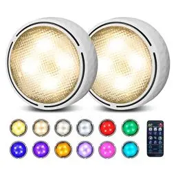 Produktbild: Schrankbeleuchtung Unterbauleuchte Küche ohne Kabel (16 Farben, Timer, und Memoryfunktion) dimmbare Unterbauleuchte mit Tap Control und Fernbedienung - LED Beleuchtung mit Klebepads (2er Pack Weiß)