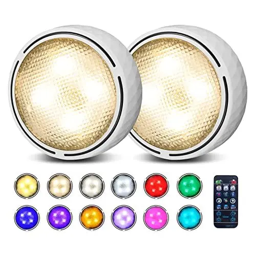 Produktbild: Schrankbeleuchtung Unterbauleuchte Küche ohne Kabel (16 Farben, Timer, und Memoryfunktion) dimmbare Unterbauleuchte mit Tap Control und Fernbedienung - LED Beleuchtung mit Klebepads (2er Pack Weiß)