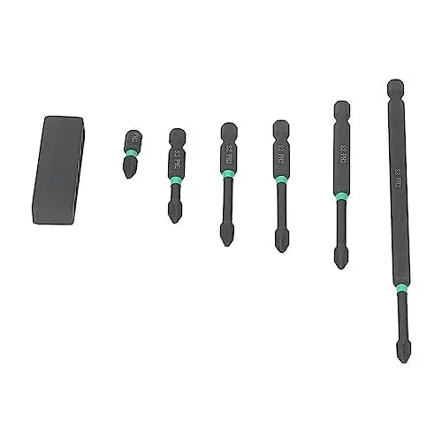Produktbild: Schraubendreher-Bit-Set, Schraubendreher-Bit-Set, Stark Magnetisch, 6-teilig, Ersatz, Rutschfest, Feiner Zahn für Holzbearbeitung