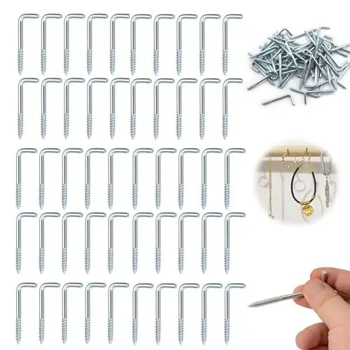 Produktbild: Jormftte Schraubhaken gerade mit Schlitz,100 Stück Hakenschraube galvanisch verzinkt,Hohe Tragkraft, L-förmig Wandhaken,Drehhaken,Gerade zum Schrauben 2.4 x20 mm Galvanisch Verzinkt für Bilder, Möbel
