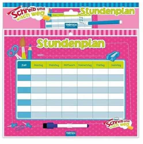 Produktbild: Schreib und Wisch Weg Stundenplan mit Stift: 20 x 25 cm
