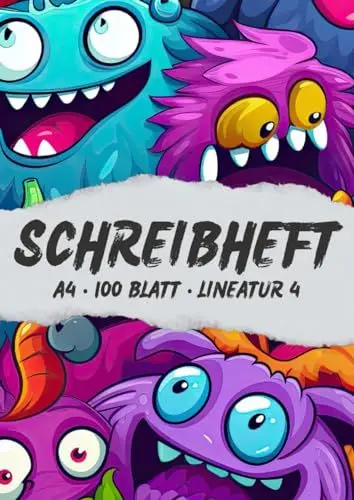 Produktbild: Schreibheft A4: Lineatur 4 | liniert | Linienabstand 10 mm | 100 Seiten | ab 4. Klasse | Schulheft DIN A4