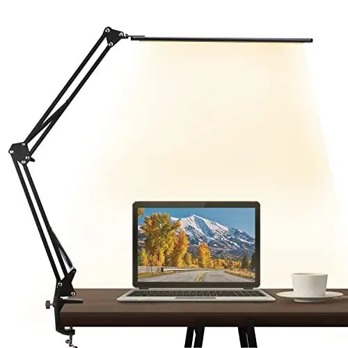 Produktbild: Schreibtischlampe LED, Dimmbar Klemmbar Architektenlampe mit Schwenkarm, Memory-Funktion & USB-Anschluss Büro Tischlampe, 3 Farbtemperaturen und 10 Helligkeitsstufen für Lesen, Arbeiten, Lernen,12W