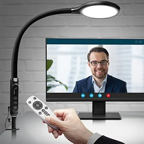 Produktbild: Schreibtischlampe LED mit Fernbedienung - 18W Schwanenhals-Leselampe mit 800 Lumen - Klemmbar & Dimmbar - 10 Farbtemperaturstufen und 10 Dimmstufen für 95 Lichtkombinationen - Für Büro & Schlafzimmer