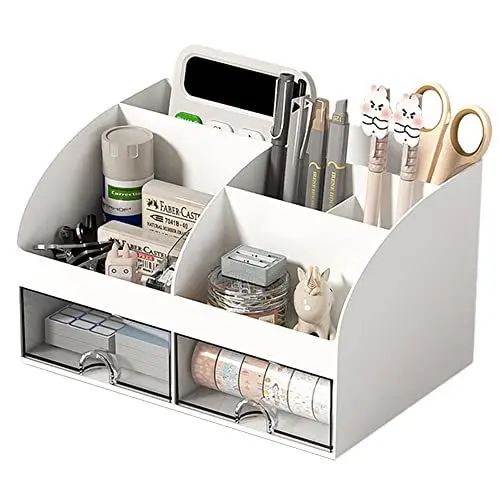 Produktbild: Hggzeg Schreibtisch-Organizer, Praktischer Büro-Schreibwaren-Schubladen-Organizer, Make-up-Aufbewahrungsbox, Stifthalter für Zuhause, Büro und Schule (Weiß)