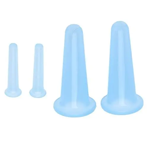 Produktbild: Schröpfen aus Gummi, Gesichtsschröpfen, Saugnapf, Feuchtigkeitsabsorbierendes Schröpfgerät, 4-teiliges Schröpfset, feuerloses Schröpfen, Anti-Aging(Blau)