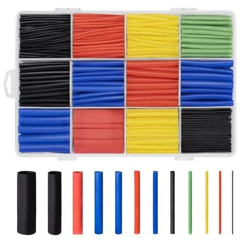 Produktbild: Schrumpfschlauch set, 800 Stück Schrumpfschläuche Wasserdicht Heat Shrink Tube Sortiment Schwarz Blau Rot Gelb Grün 1-13mm für Kabel isolierung Ladekabel