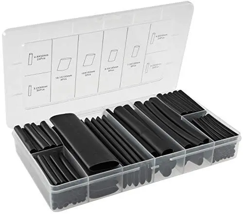 Produktbild: Schrumpfschlauch-Sortiment, 142-teilig Plastikbox, klebend, Ratio 3:1, schwarz