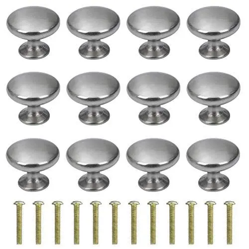 Produktbild: MengH-SHOP Schubladenknopf Runde Kabinett Knöpfe 30mm Moebelknopf mit Legierung Schraube für Schrank Schublade Küche 12 Stück Silber Gebürstet