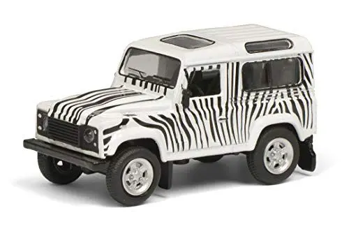 Produktbild: Schuco 452021800 Herz Land Rover Safari Defender, Modellauto, Maßstab 1:64, Zebra, schwarz, Weiss/opulenter Garten, Youth Large / 11-13