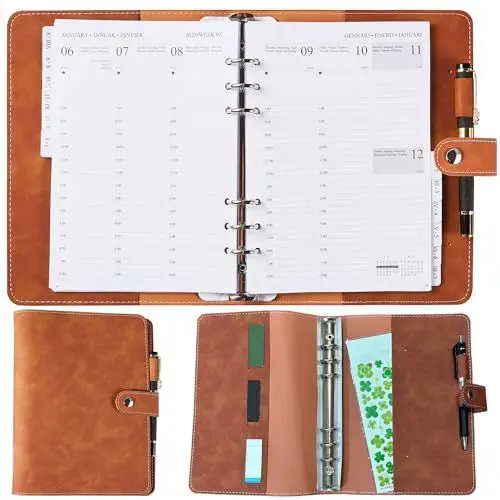 Produktbild: Schülerkalender 2024/25 Ringbuch A5, Kalender 2024 2025 Terminplaner & Wochenplaner mit Tabs, Tasche & Stiftschlaufe, Lehrerkalender Schulplaner Studienplaner Planer für Schüler Lehrer, Aug-Jul