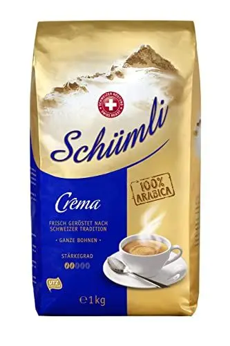 Produktbild: Schümli Crema Ganze Kaffeebohnen 1kg - Stärkegrad 2/5 - UTZ-zertifiziert | 1kg (1er Pack)