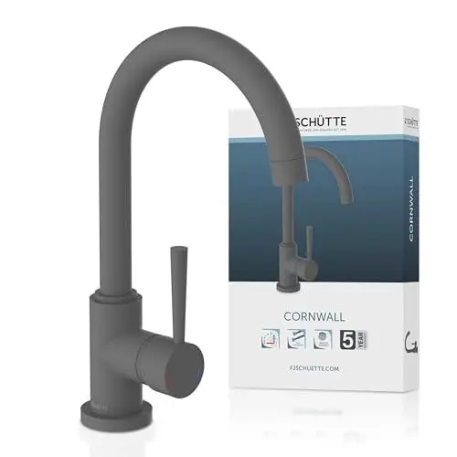 Produktbild: SCHÜTTE 79164 Küchenarmatur Cornwall, 360 Grad schwenkbarer Wasserhahn Küche, Mischbatterie für die Spüle mit Einhebelmischer, Spültischarmatur Küchenspüle, Anthrazit matt