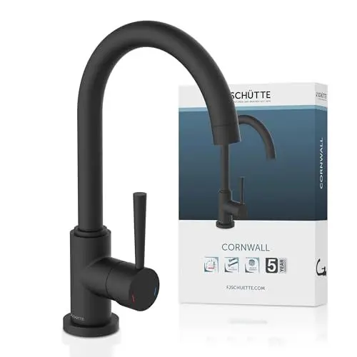 Produktbild: SCHÜTTE 79166 Küchenarmatur Cornwall, 360 Grad schwenkbarer Wasserhahn Küche, Mischbatterie für die Spüle mit Einhebelmischer, Spültischarmatur Küchenspüle, Schwarz matt