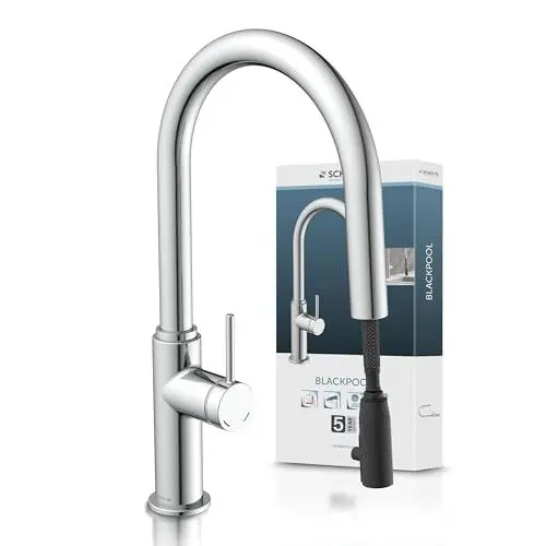 Produktbild: SCHÜTTE 79516 Blackpool Küchenarmatur mit ausziehbarer Geschirrbrause, 360 Grad Wasserhahn für die Küche, Mischbatterie mit Einhebelmischer, Spültischarmatur mit Brause ausziehbar in Chrom