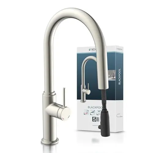Produktbild: SCHÜTTE 79526 Blackpool Küchenarmatur mit ausziehbarer Geschirrbrause, 360 Grad Wasserhahn für die Küche, Mischbatterie mit Einhebelmischer, Spültischarmatur mit Brause ausziehbar in Edelstahl