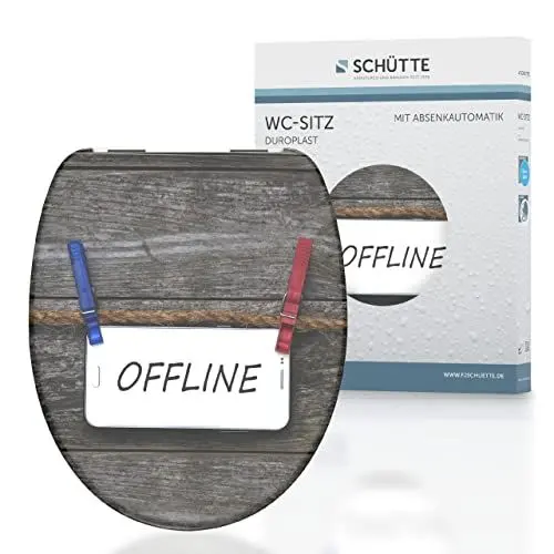 Produktbild: SCHÜTTE WC-Sitz OFFLINE mit Absenkautomatik aus Duroplast, hochwertiger Toilettendeckel mit 175kg Belastbarkeit, Toilettensitz mit Brille, Klodeckel für WC, Klobrille mit Motiv