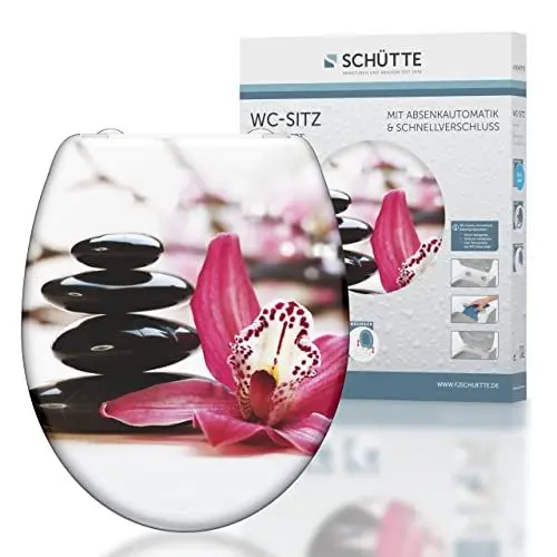 Produktbild: SCHÜTTE WC-Sitz WELLYNESS mit Absenkautomatik, Toilettendeckel mit Motiv und Schnellverschluss für die Reinigung, Duroplast Klodeckel, maximale Belastung der Klobrille 175 kg, WELLYNESS 82376