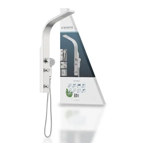 Produktbild: SCHÜTTE Sansibar 60085 Edelstahl Duschpaneel ohne Armatur, Duschsystem mit Regendusche, Wandhalterung und Handbrause, Komplettes Duschbrause Set für die Dusche