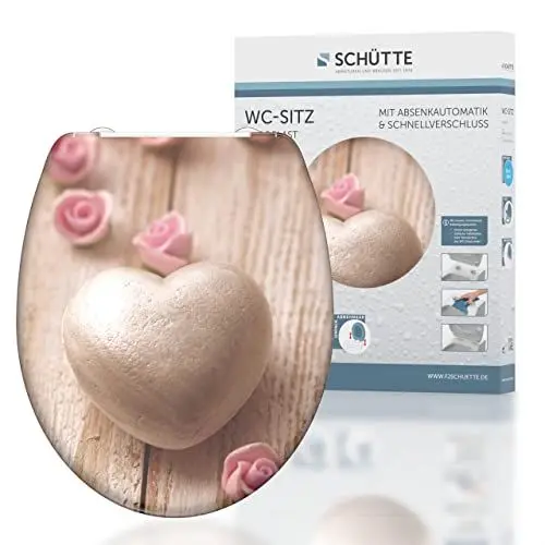 Produktbild: SCHÜTTE WC-Sitz ROMANTIC mit Absenkautomatik und Schnellverschluss aus Duroplast, Toilettendeckel mit 175kg Belastbarkeit, Toilettensitz mit Brille, Klodeckel für WC, Klobrille mit Motiv