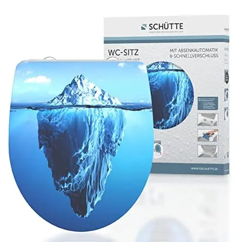 Produktbild: SCHÜTTE WC-Sitz ICEBERG mit Absenkautomatik und Schnellverschluss aus Duroplast, Toilettendeckel mit 175kg Belastbarkeit, Toilettensitz mit Brille, Klodeckel für WC, Klobrille mit Motiv