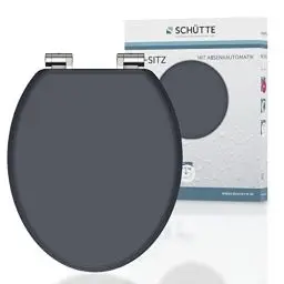 Produktbild: SCHÜTTE WC-Sitz SPIRIT mit Absenkautomatik aus Holz | Toilettendeckel aus MDF | Holzkern Toilettensitz mit Klodeckel | Klobrille -und Deckel belastbar bis 175kg | Anthrazit