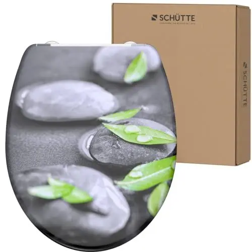Produktbild: SCHÜTTE WC-Sitz STONE mit Absenkautomatik und Schnellverschluss aus Duroplast, Toilettendeckel mit 175kg Belastbarkeit, Toilettensitz mit Brille, Klodeckel für WC, Klobrille mit Motiv