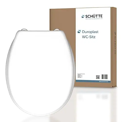 Produktbild: SCHÜTTE WC-Sitz ohne Absenkautomatik | Klodeckel mit Metallscharnieren | Kratzfestes Duroplast | Toilettendeckel und -brille bis 150kg belastbar | Universalgröße | Weiß