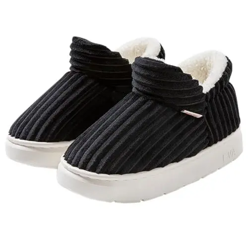 Produktbild: Damen Hausschuhe Rosa Damen Pantoffeln Schwarz Damen -Slipper mit Absatz für drinnen und draußen, Dicke Sohle, Eva-Sohle, warme, verdickte Damen Hausschuhe Rosa Damen Pantoffeln Schwarz (Black, 42)