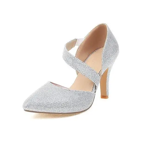 Produktbild: Schuhe Damen Mit Absatz Schuhe Zehentrenner Hohle Stoffschuhe, Flache Damen-Einzelschuhe, atmungsaktive Mesh-Schuhe, rutschfeste Schuhe Sandalen Damen Hausschuhe Herren Flip Flops (Silver, 38)