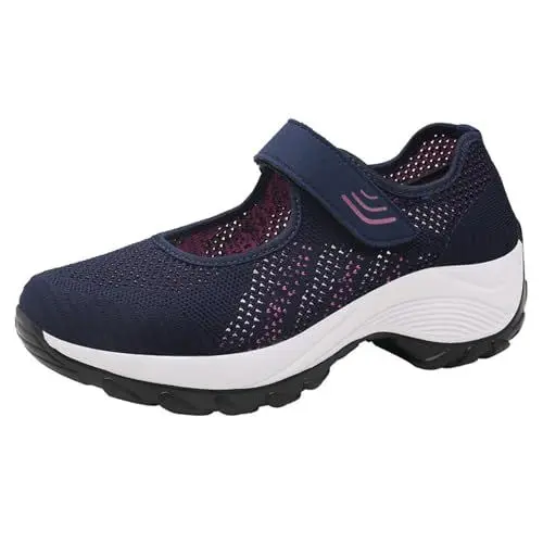 Produktbild: Schuhe Damen Sneaker Bequem Orthopädische Tennisschuhe Mit Klettverschluss Atmungsaktiv Keilabsatz Sportschuhe Jogging Leicht Plateau Laufschuhe rutschfest Gesundheit Schlupfschuhe Turnschuhe