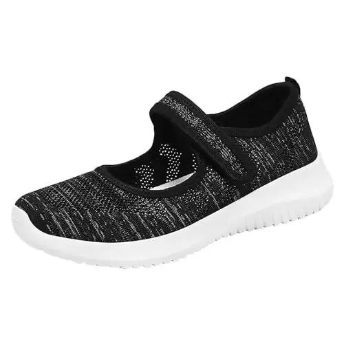 Produktbild: Schuhe Damen Sneaker Bequem Orthopädische Walkingschuhe Mit Klettverschluss rutschfest Gesundheit Tennisschuhe Running Atmungsaktiv Keilabsatz Sportschuhe Mesh Plateau Laufschuhe Straßenlaufschuhe