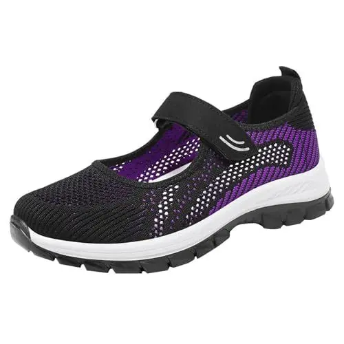 Produktbild: Schuhe Damen Sneaker Freizeit Orthopädische Laufschuhe Mit Klettverschluss Mesh Gesundheit Turnschuhe Running Leicht Keilabsatz Schlupfschuhe rutschfest Plateau Walkingschuhe Tennisschuhe