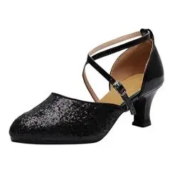 Produktbild: Schuhe Frauen Tango Latin Tanzen Pailletten Schuhe Social Dance Schuhe (A-Black, 41)