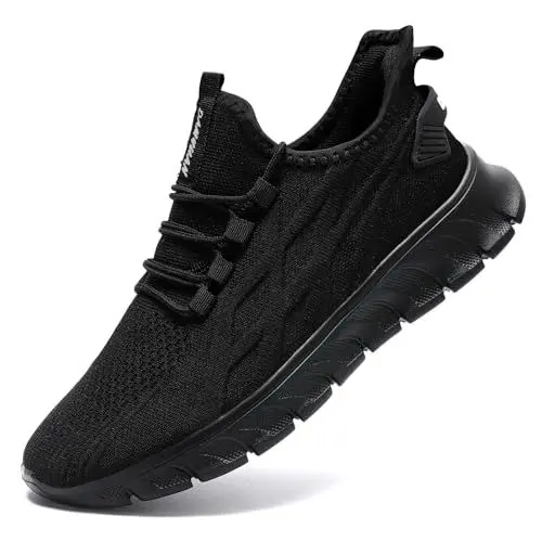Produktbild: Schuhe Herren Laufschuhe Sportschuhe Sneaker Turnschuhe Freizeit leicht Atmungsaktiv Fitnessschuhe Tennisschuhe Wanderschuhe Slip On Schwarz 43