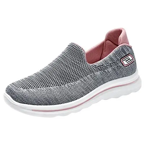 Produktbild: Schuhe Schwarz Schwarze Schuhe Damen Mit Absatz Modische -Damen-Sportschuhe mit flachem Boden, rutschfestes Mesh, atmungsaktiv, weiches Obermaterial, Spangenballerina Damen Winter (Grey, 37)