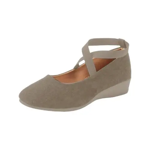 Produktbild: Schuhe Zum ReinschlüPfen Damen Women's Soft Leather Flat Loafers Light Steps Elegant Walking Echt 𝗟eder Sneaker Damen (Khaki, 40)
