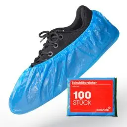 Produktbild: Schuhüberzieher Einweg (100 Stück) - Praktische CPE Überzieher für Schuhe (3g) - Robuste Einweg Überschuhe für Hygiene und Schutz - Perfekt für Haushalt, Klinik, Labor und Handwerk