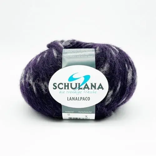 Produktbild: SCHULANA Lanalpaco-Effekt, 55% Alpaka (Baby), 35% Baumwolle, 10% Schurwolle (Merino), zum Stricken und Häkeln, 50g ca 110m, Violett 051