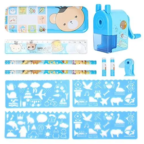 Produktbild: Schulbriefpapier-Set, Zeichnung, Radiergummi-Etui, Bleistiftspitzer, Lineal, Kinder, Schulbriefpapier-Set, Stiftetui, Cartoon-Büromaterial, Büromaterialien, Malstift,
