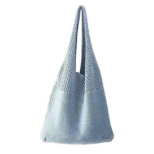 Produktbild: Schulrucksack Rucksack Wasserdicht Herren Mesh-Handtasche, Einkaufstasche, Mesh, ausgehöhlte Strandtasche, gestrickt, eine Schultertasche für Damen Aktentasche Damen Handtasche Damen (C, One Size)