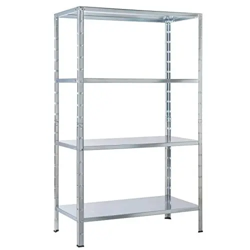 Produktbild: SCHULTE Regalwelt Steckregal mit 4 PowerMAX Fachböden, 50 kg Tragkraft, 137x75x30 cm (HxBxT), verzinkt (Lagerregal, Werkstattregal, Kellerregal, Garagenregal, Metallregal