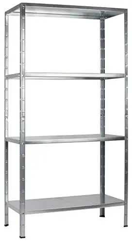 Produktbild: SCHULTE Regalwelt Steckregal mit 4 PowerMAX Fachböden, 65 kg Tragkraft, 180x60x40 cm (HxBxT), verzinkt (Lagerregal, Werkstattregal, Kellerregal, Garagenregal, Metallregal