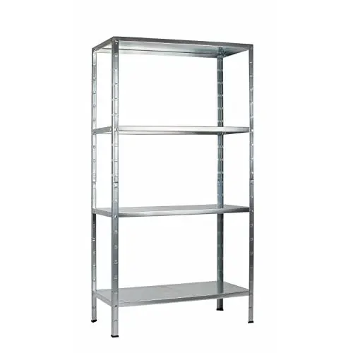 Produktbild: SCHULTE Regalwelt Steckregal mit 4 PowerMAX Fachböden, 65 kg Tragkraft, 180x90x40 cm (HxBxT), verzinkt (Lagerregal, Werkstattregal, Kellerregal, Garagenregal, Metallregal