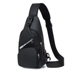 Produktbild: Schultertasche Brusttasche Herren Umhängetasche Sling Chest Crossbody Bag Verstellbare Schulter Anti-Diebstahl Wasserfest Tasche für Männer Outdoor-Sportarten Wandern Radfahren(Schwarz)