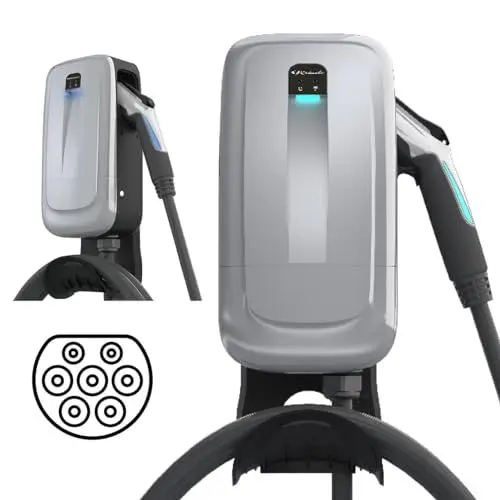 Produktbild: Schumacher SEV455 - Wallbox für Elektro- & Hybridfahrzeuge - Intelligente Ladestation für Typ 2, 32A, 230V, 7,4kW - Innen & Außen - E-Charger mit Wandhalterung - Schlichtes Design