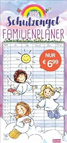 Produktbild: Schutzengel Familienplaner 2025: times&more Kalender mit 5 Spalten - praktischer Familienplaner für die Wand mit süßen Schutzengeln als Blickfang. Familienkalender 2025. (times&more Kalender Heye)